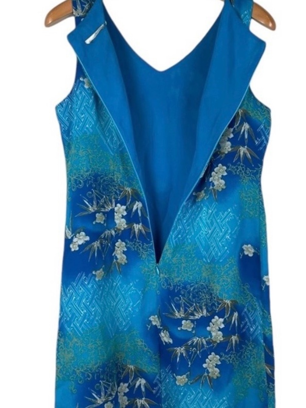 Vintage Kathie Lee Collection Sleeveless Lined Turquoise Blue Floral Dress - Picture 8 of 9